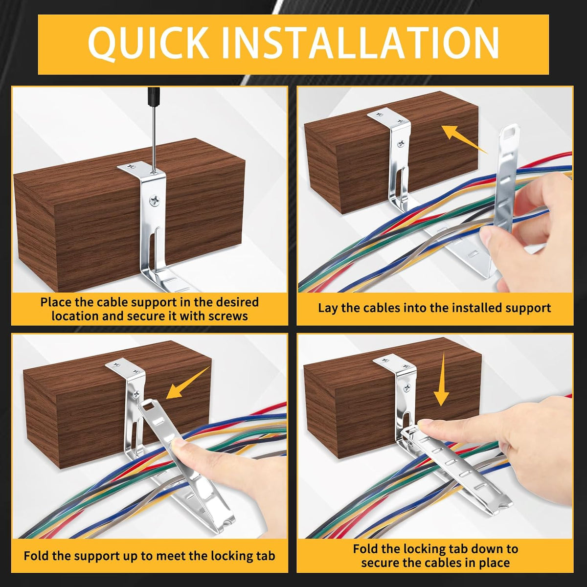 100-Pack Stud Wall Mounting Cable Support, Galvanized Steel Wall-Mounted Supp...