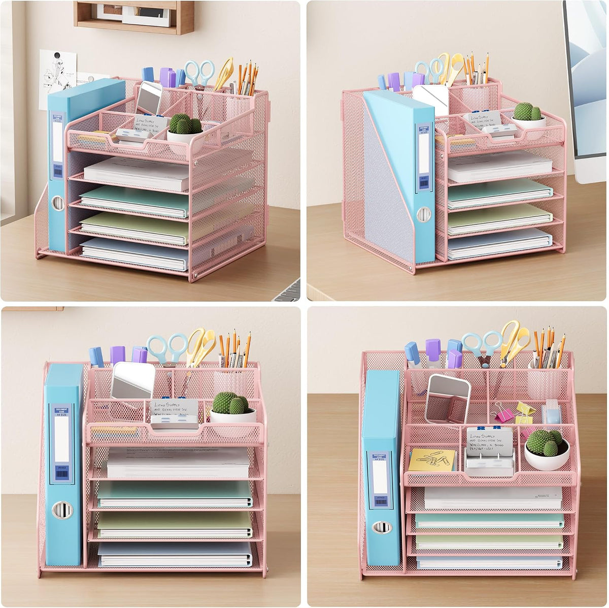 Lavatino Desk Organizer, 5-Tier Metal Mesh Paper Letter Tray with File Holder...