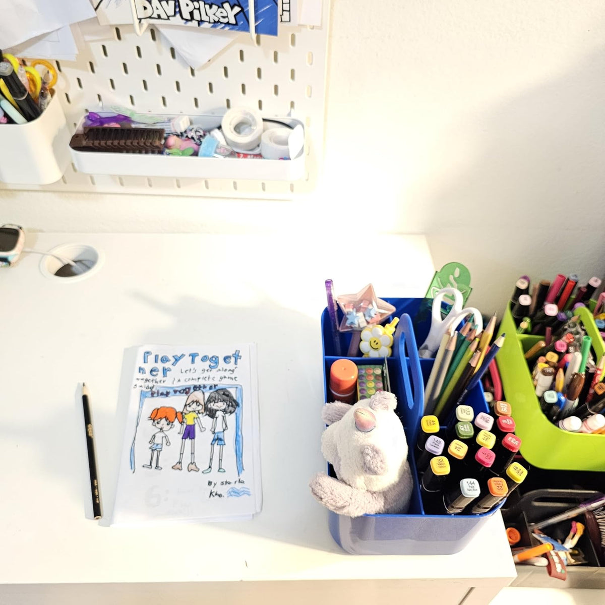 Small Stackable Plastic Caddy with Handle 6 Compartment | Desk, Makeup, Dorm ...