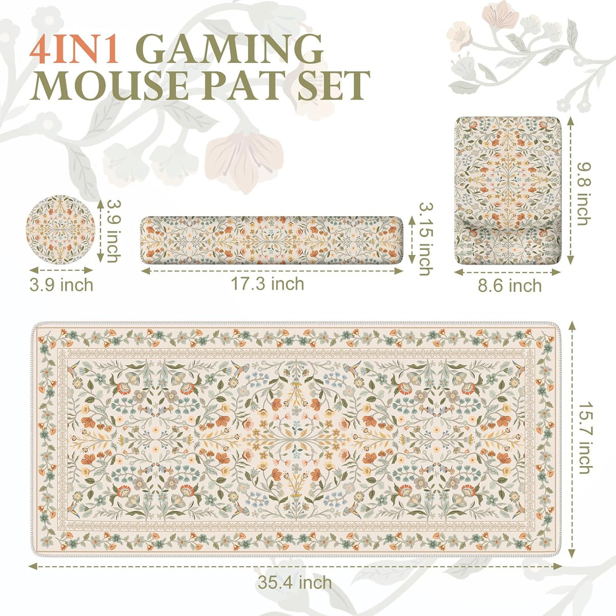 iCasso Mouse Pad with Wrist Rest,Ergonomic Large Desk Mat Set, Beige