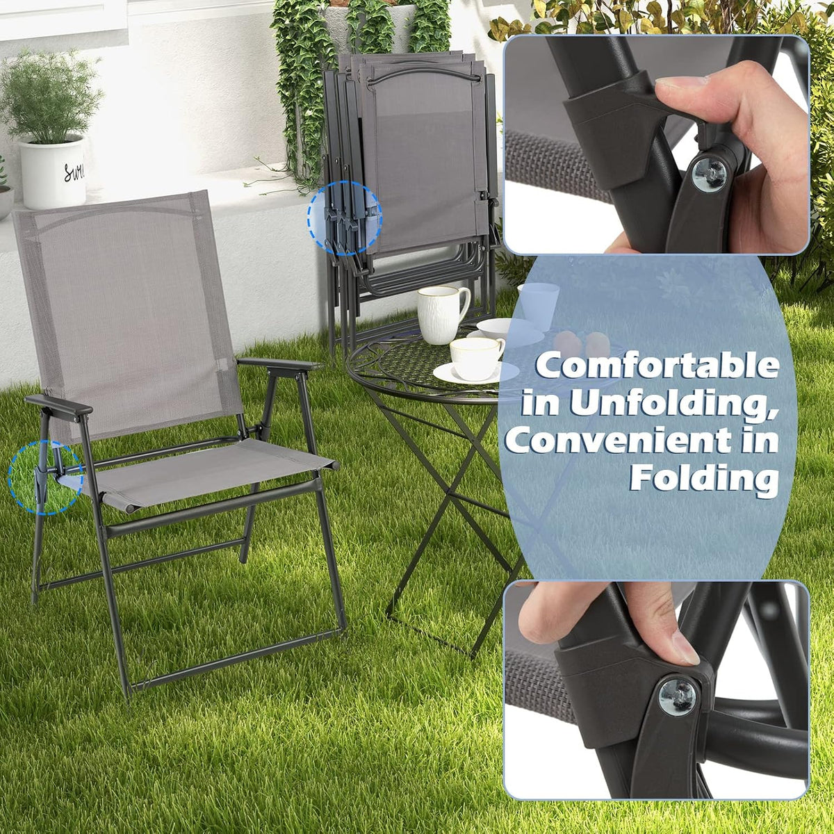 Tangkula Set of 4 Patio Folding Chairs, High Back Dining Chairs with Weather-...