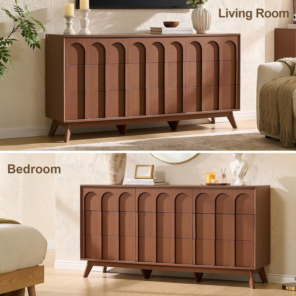 Oak&Sparrow Mid Century Modern Dresser for Bedroom, Walnut 9 Drawer Dress...