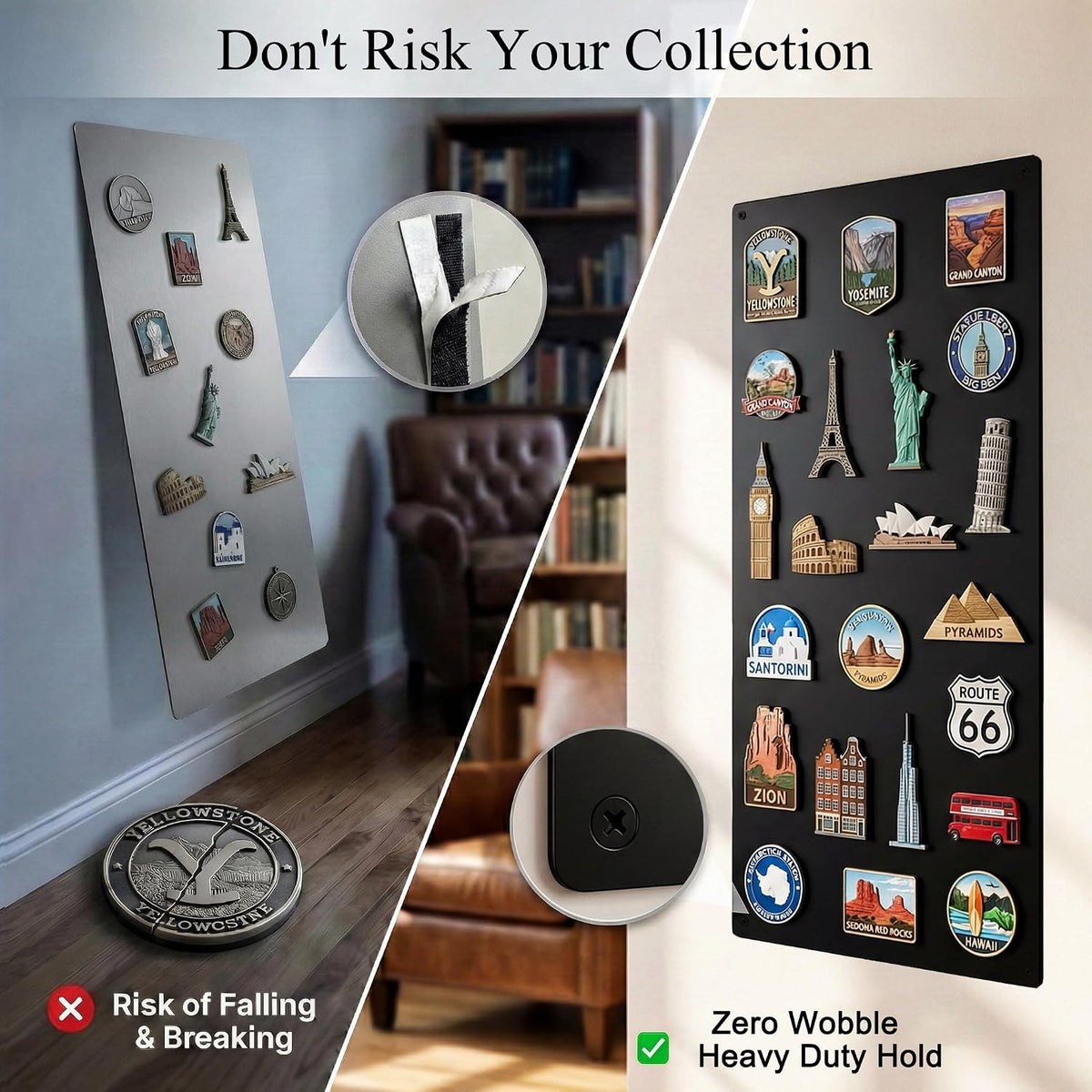 Souvenir Magnetic Board for Wall: Large Gallery for Collections