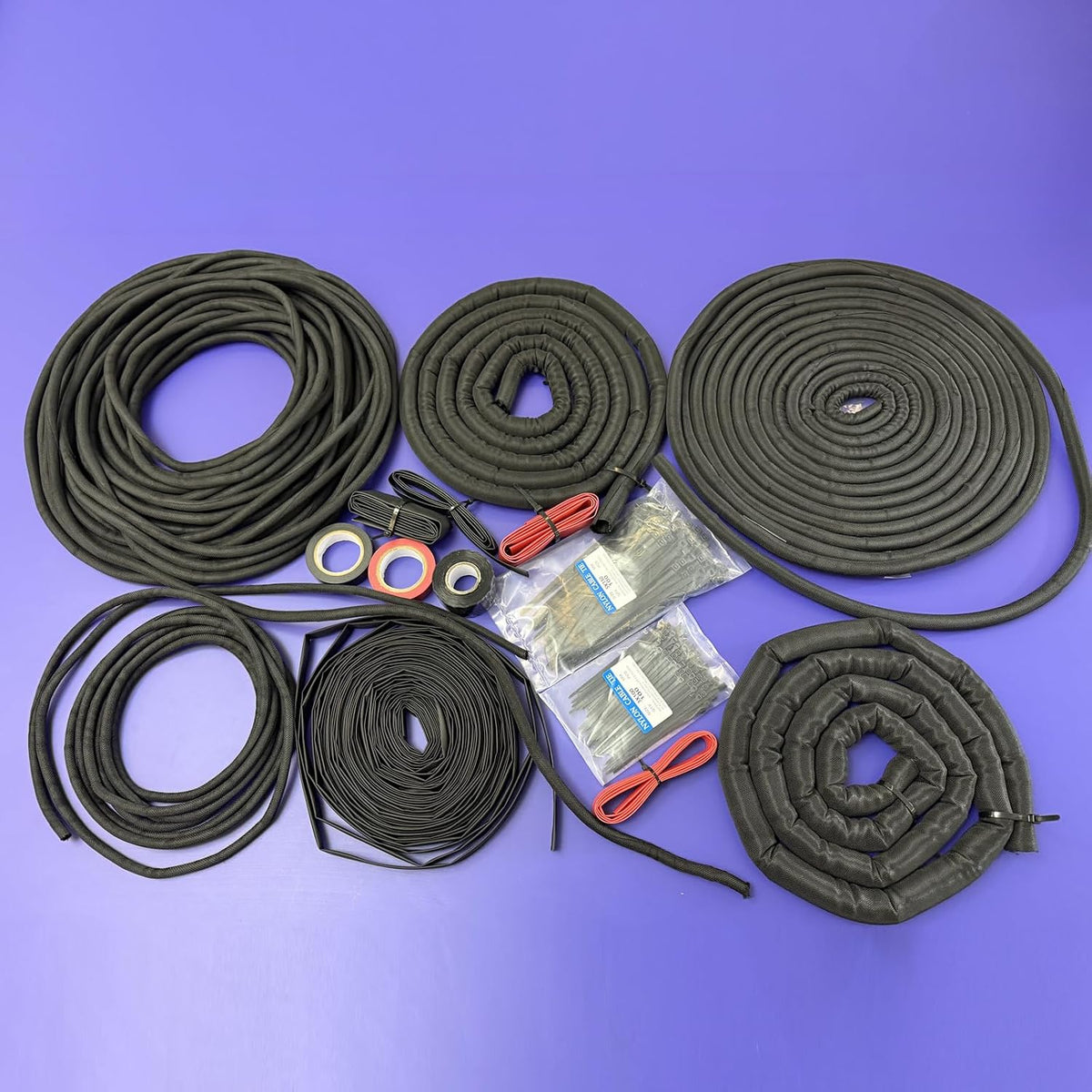 Split Wire Loom Kit for Cable Management, High Temperature Resistant Split Lo...