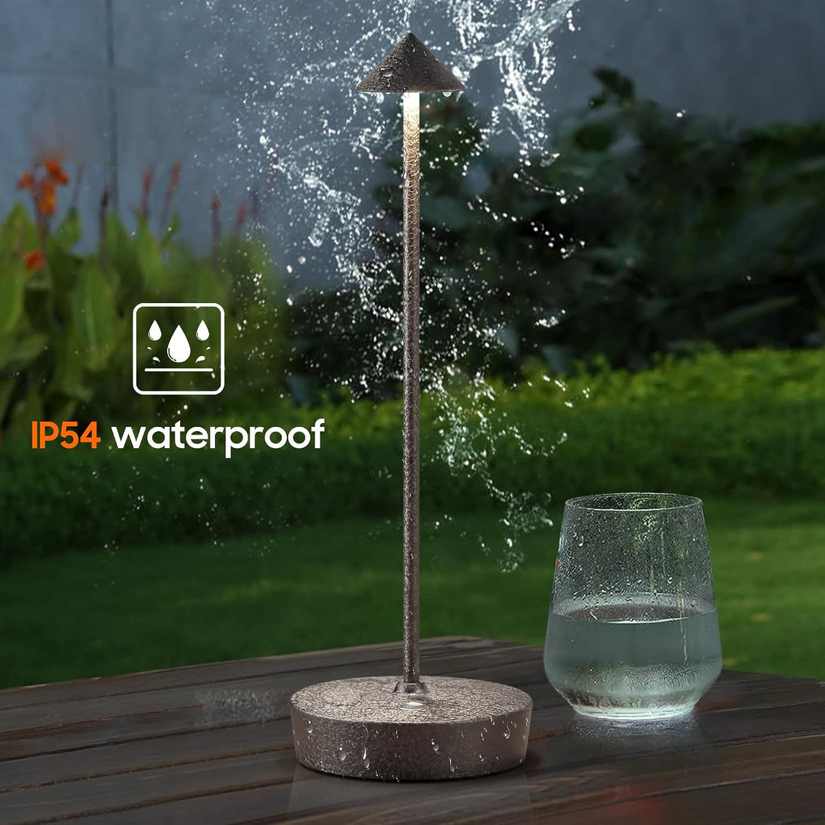 Cordless Rechargeable Led Table Lamp Battery Operated Light Charcoal Gray 2