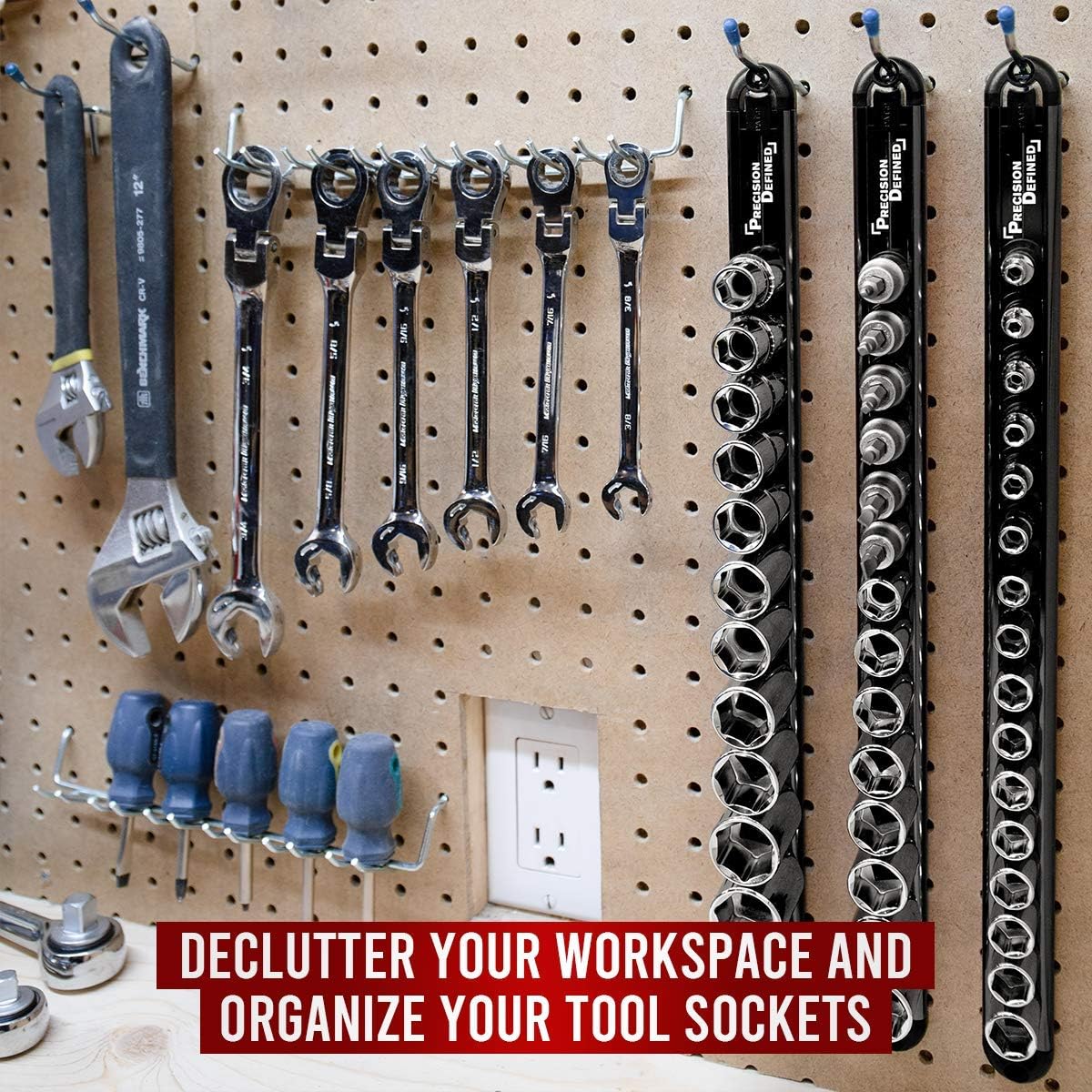 Precision Defined Aluminum Tool Socket Holder 3-Piece Set | Black, 1/4-Inch x...