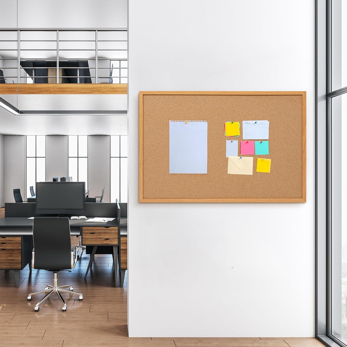 Cork Board Bulletin Board 24 x 36, Wood Framed Corkboard for Wall
