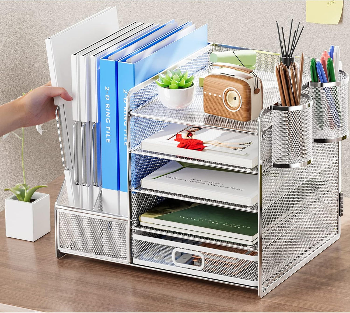 Marbrasse Desk Organizer with File Holder, 5-Tier Paper Letter Tray Organizer...