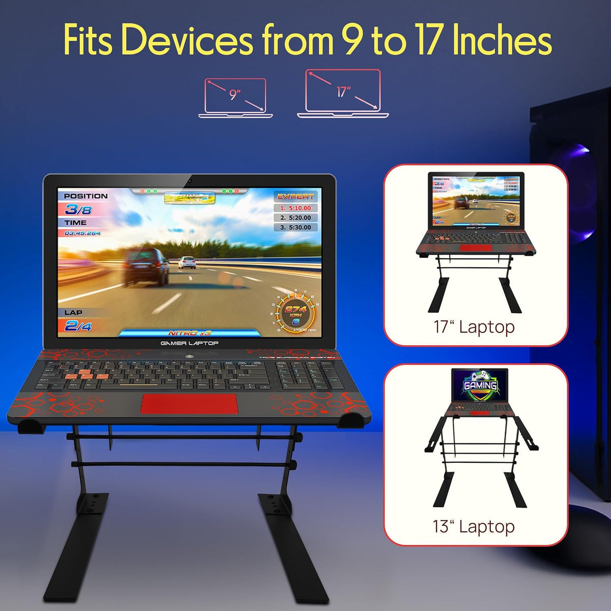 Pyle Portable Dual Laptop Stand - Standing Table with Adjustable Height, Ergo...