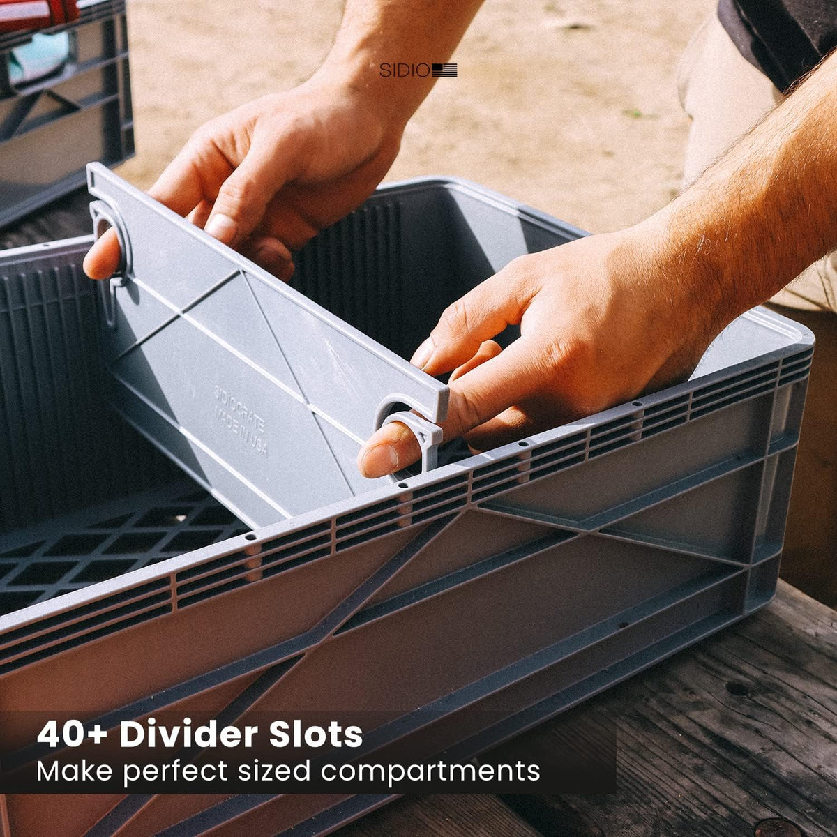 SIDIO Pro Pack, HD Stackable Storage Bins with Lids & Dividers, Orange