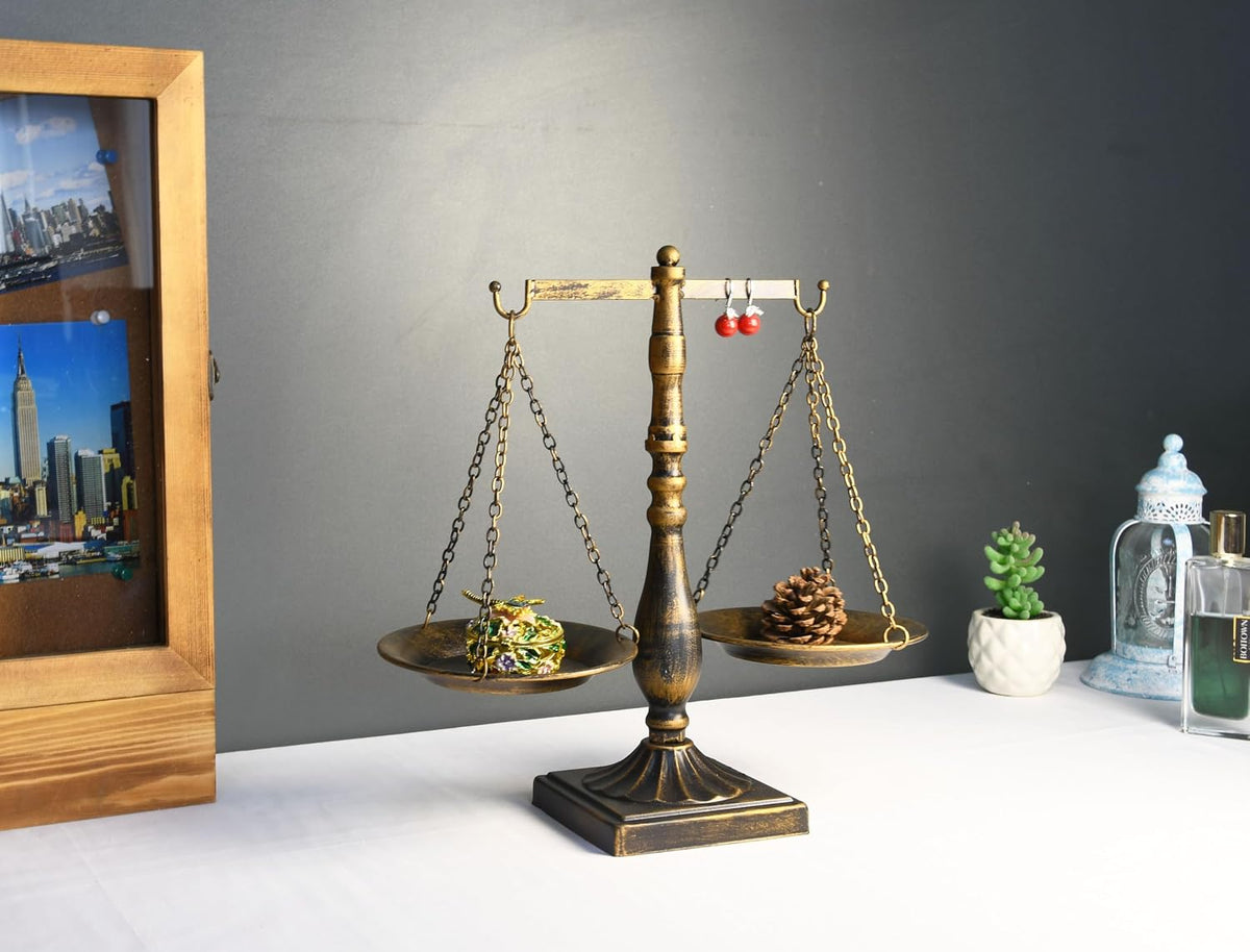Owlgift Set of 2 Vintage Metal Libra Jewelry Towers Display Cosmetic Organize...