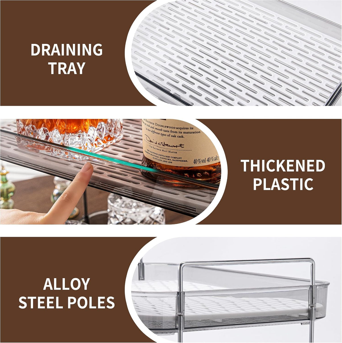 Coffee Bar Accessories, Station Organizers,Large Capacity Storage with Drain ...