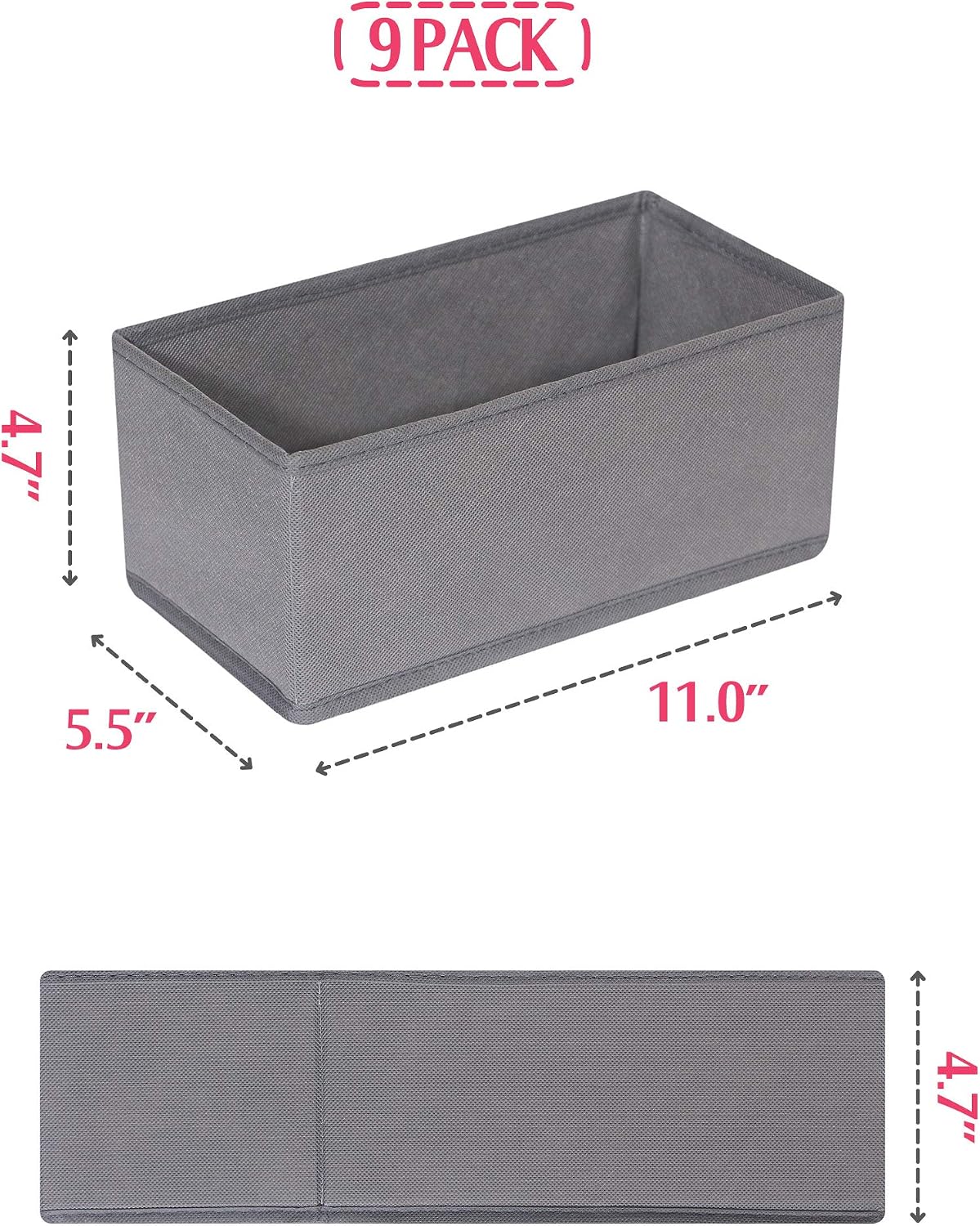 DIOMMELL 9 Pack Foldable Cloth Storage Box Closet Dresser Drawer Organizer Fa...
