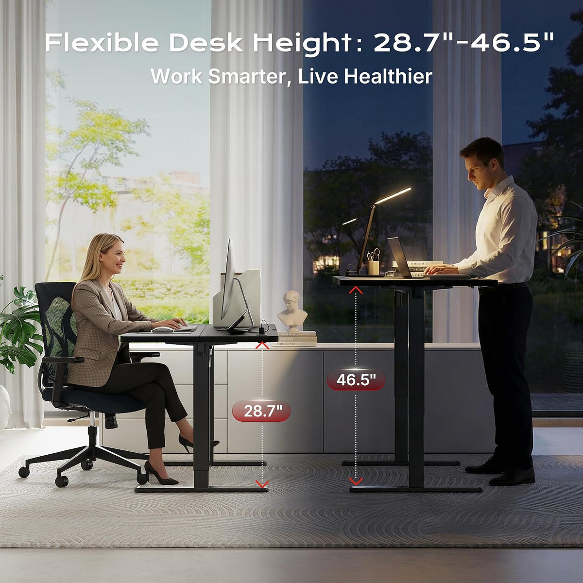 Huuger 55 X 24 Inch Electric Standing Desk with Power Outlets and USB-C Port,...
