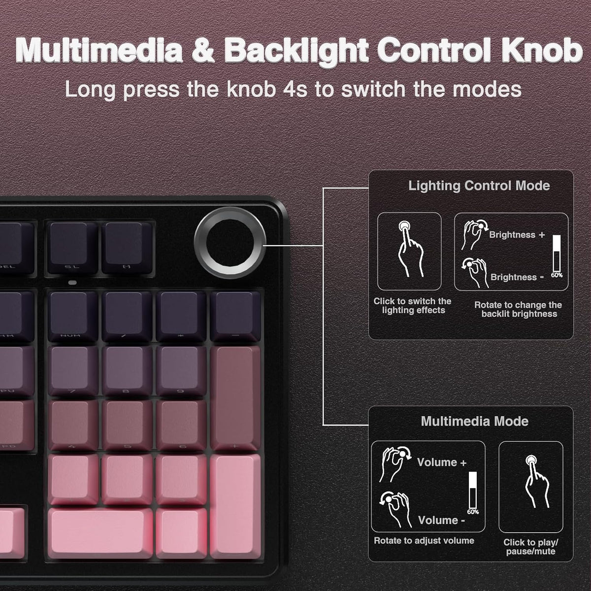 AULA F99 Pro Wireless Mechanical Keyboard with Number Pad, Knob, 99 Keys