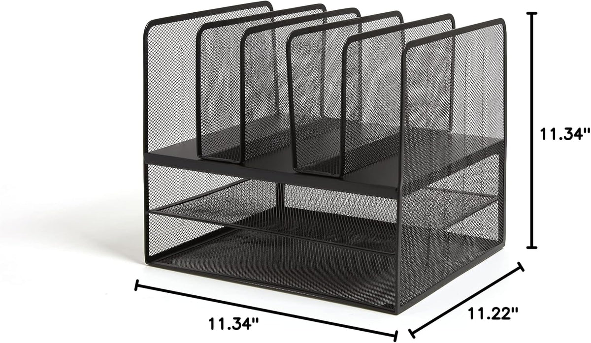 TRU RED Wire Mesh File Organizer, 7-Compartment, Matte Black