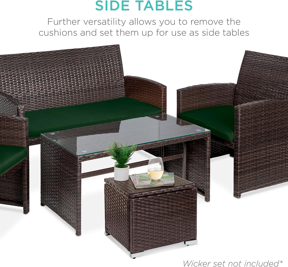 Best Choice Products Set of 2 Wicker Ottomans, Multipurpose Outdoor Furniture...