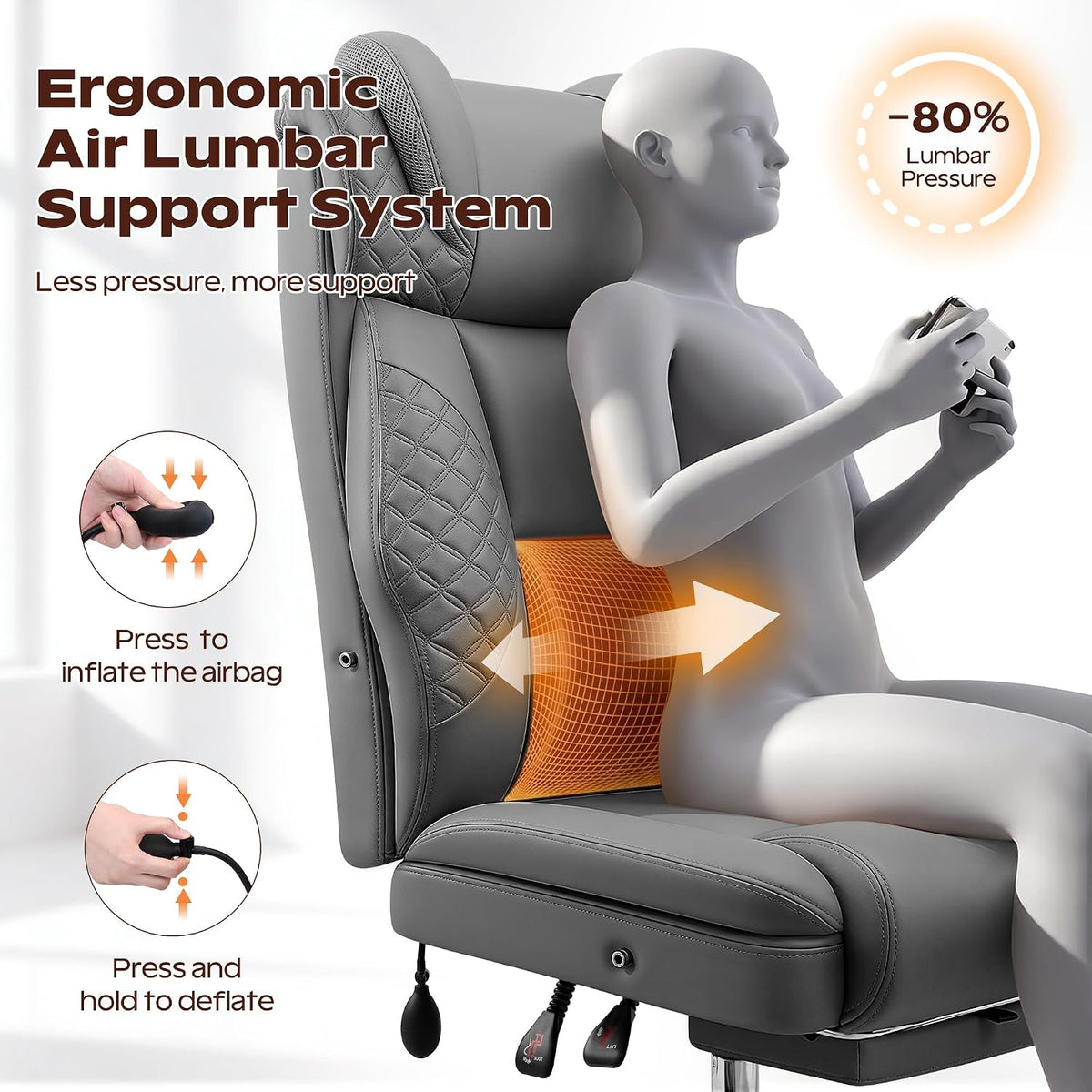 Office Desk Chair with Footrest, Big and Tall Executive Office Computer Chair...