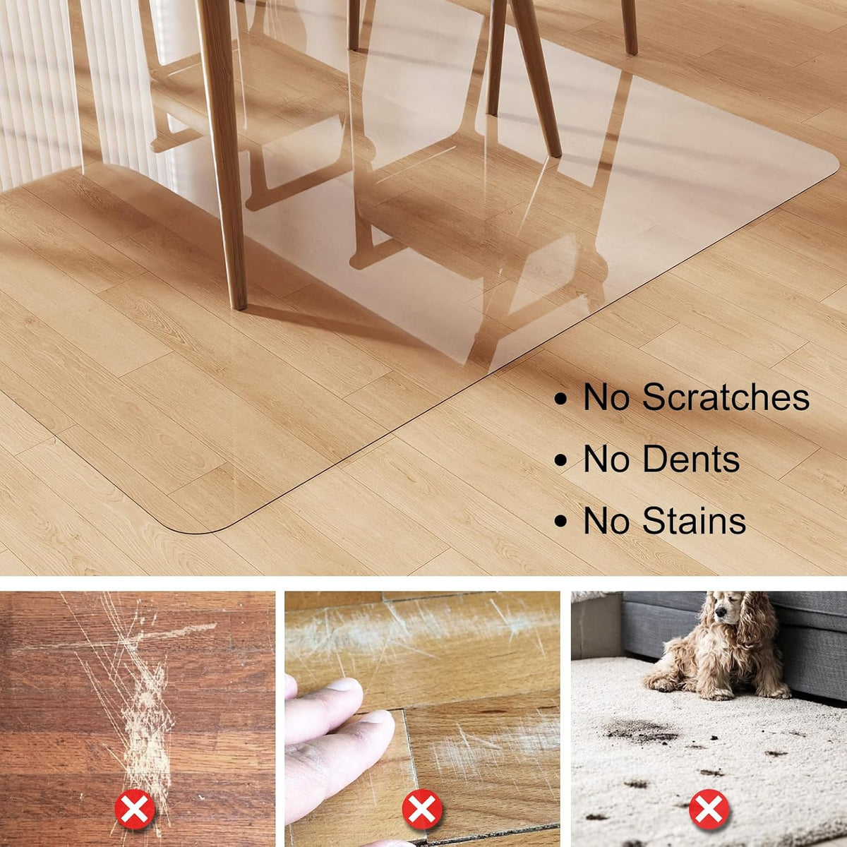 Crystal Clear Floor Mat 3×5ft, Upgraded Easy Flat Waterproof Vinyl Rug Cover,...