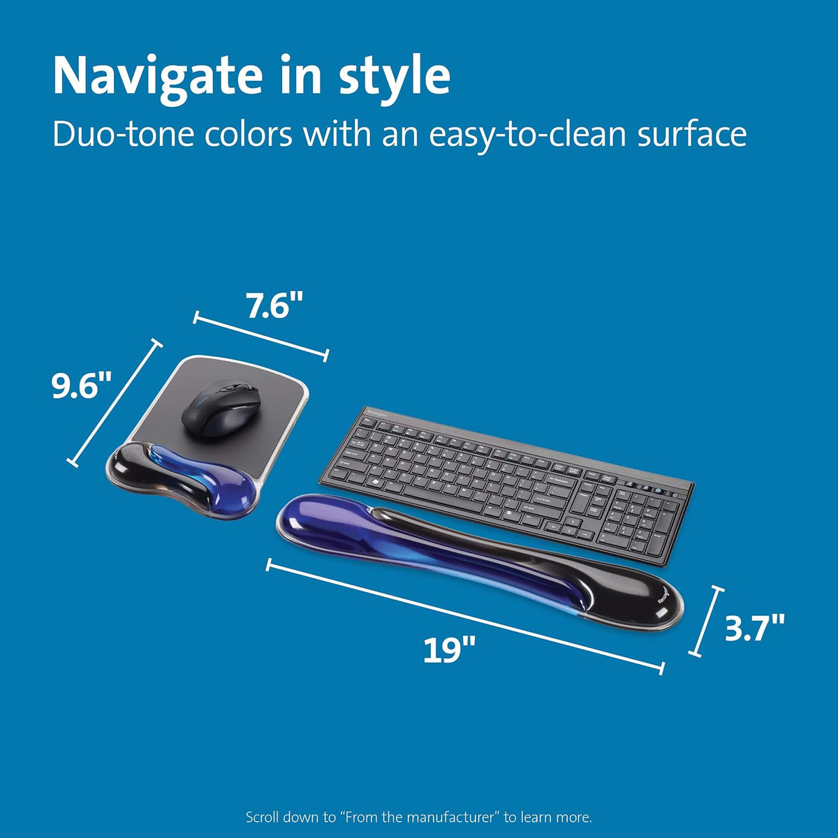 Kensington Duo Gel Mouse & Keyboard Wrist Rest Bundle Set, Ergonomic Keyb...