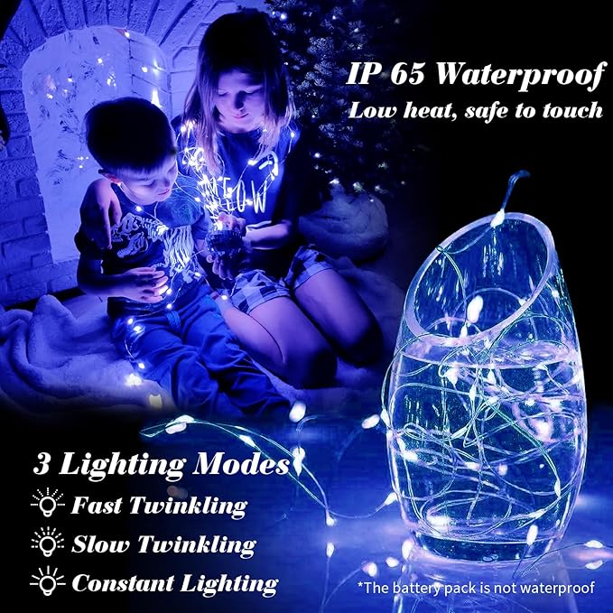 ZGWJ 100 Pack Fairy Lights Battery Operated, 7ft 20 Mini LED Fairy String Lig...