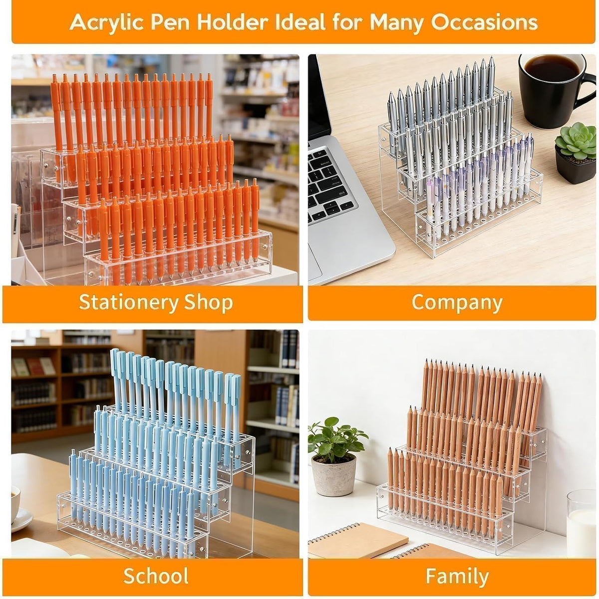 2pcs 144-Slots Pen Holder for Craft Shows,Acrylic Pen Display Stand Holders