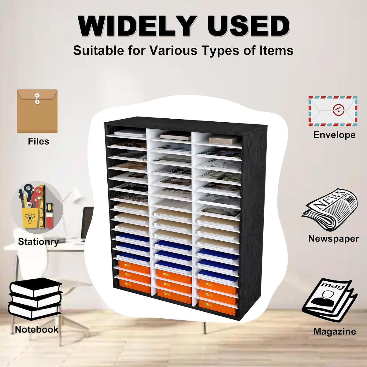 Mail Sorter Wood Literature Organizer, Student Mailbox for Classroom, Desktop...