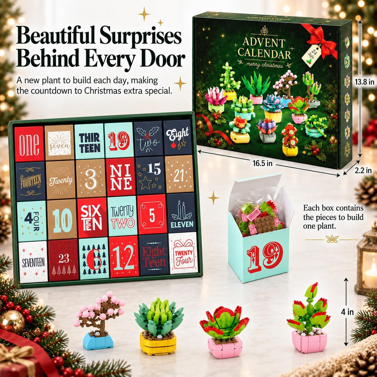 Advent Calendar 2026 Adult Women - 24 Days of Building Blocks Pink