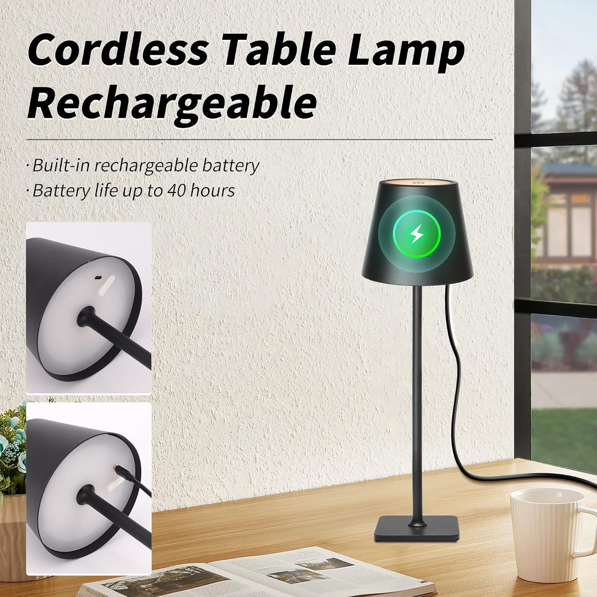 Mr. White Outdoor Waterproof Cordless Wireless Rechargeable Portable Top Touc...