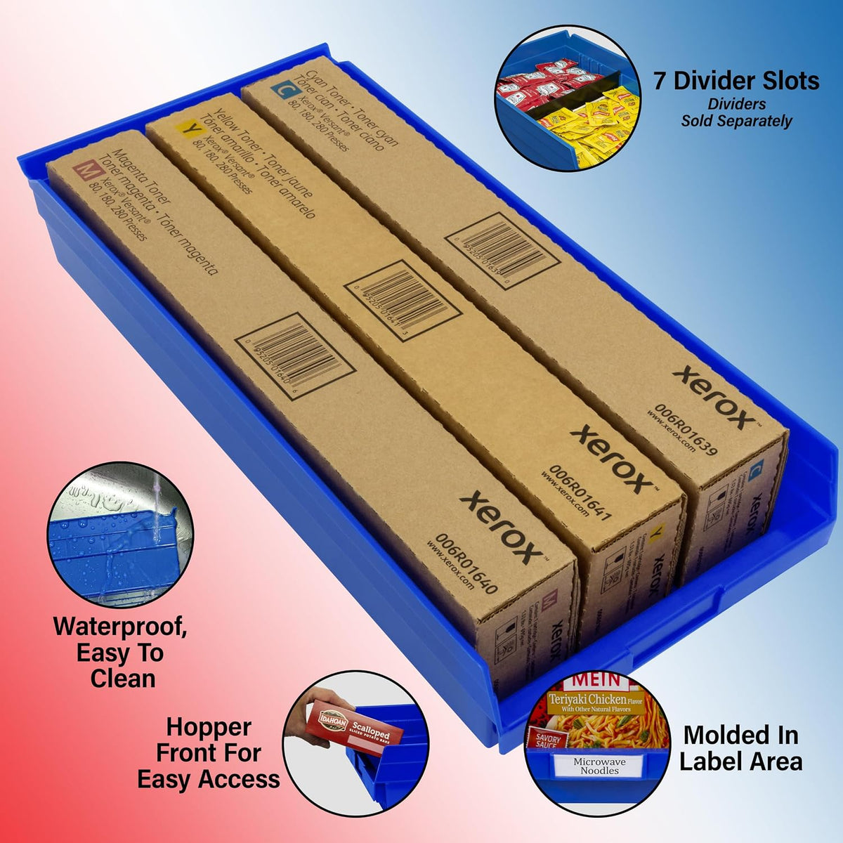 Akro-Mils 30174 Heavy Duty Plastic Shelf Bins, 24"x 11"x 4", G...