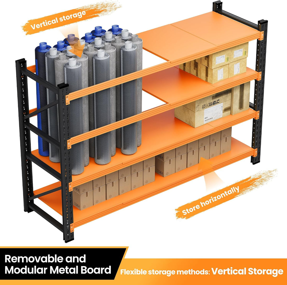 79” Wide Heavy Duty Metal Garage Shelving, Adjustable Storage Shelf