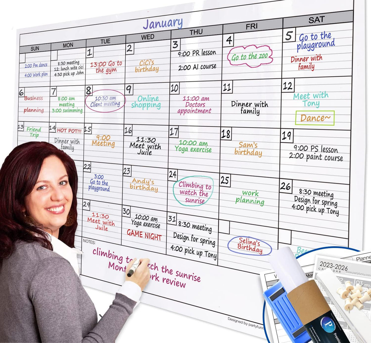 Large Dry Erase Calendar for Wall, 38x50