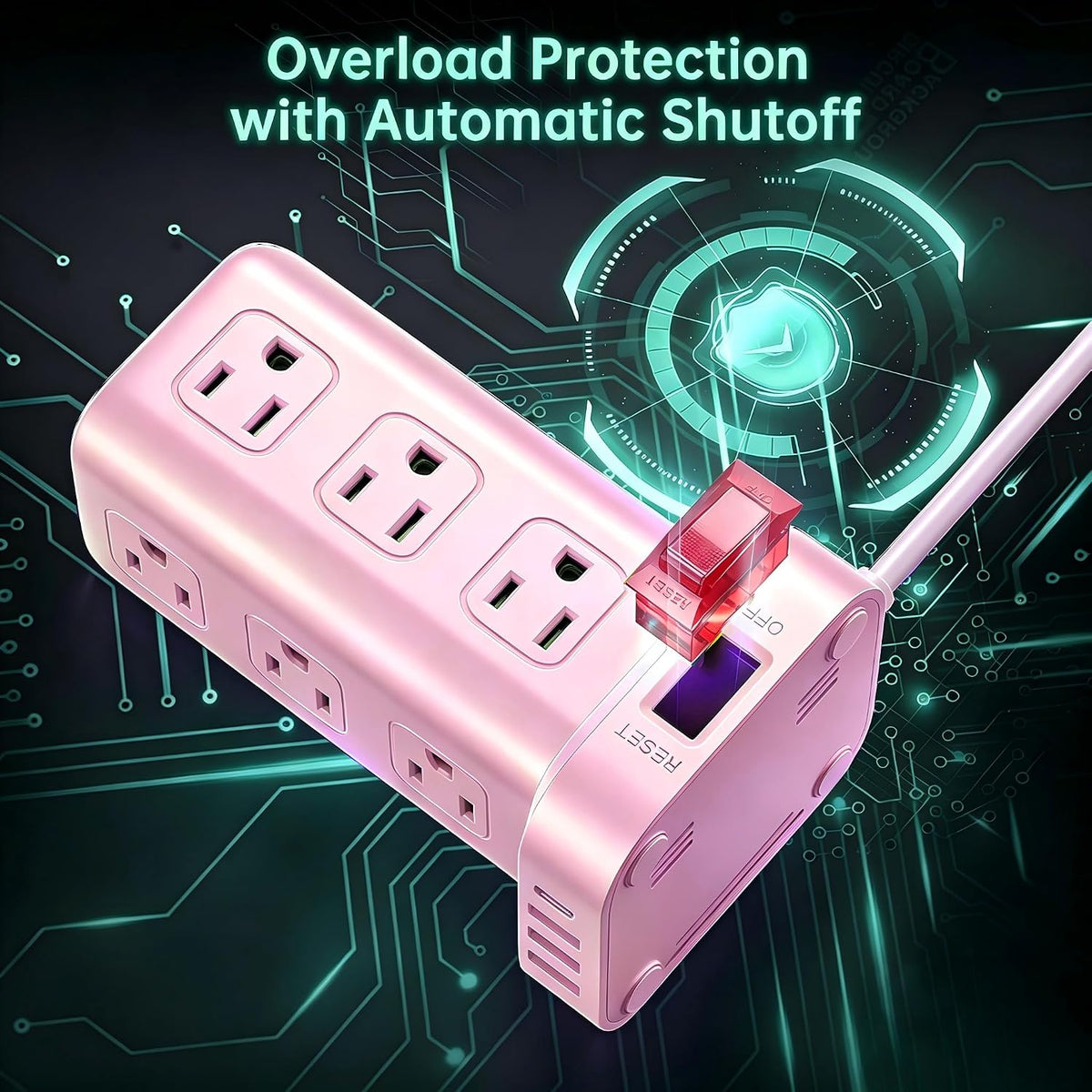Power Strip with 12 Outlets 4 USB (1 USB C), 6.5Feet Extension Cord with Mult...
