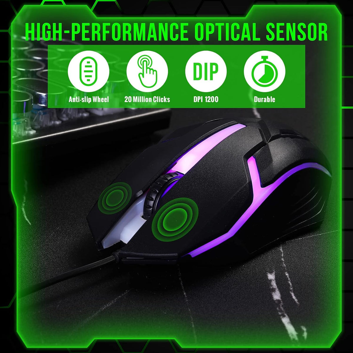 Sratte 30 Pack Black USB Wired Mouse Bulk 1200 DPI RGB Optical Computer Mouse...