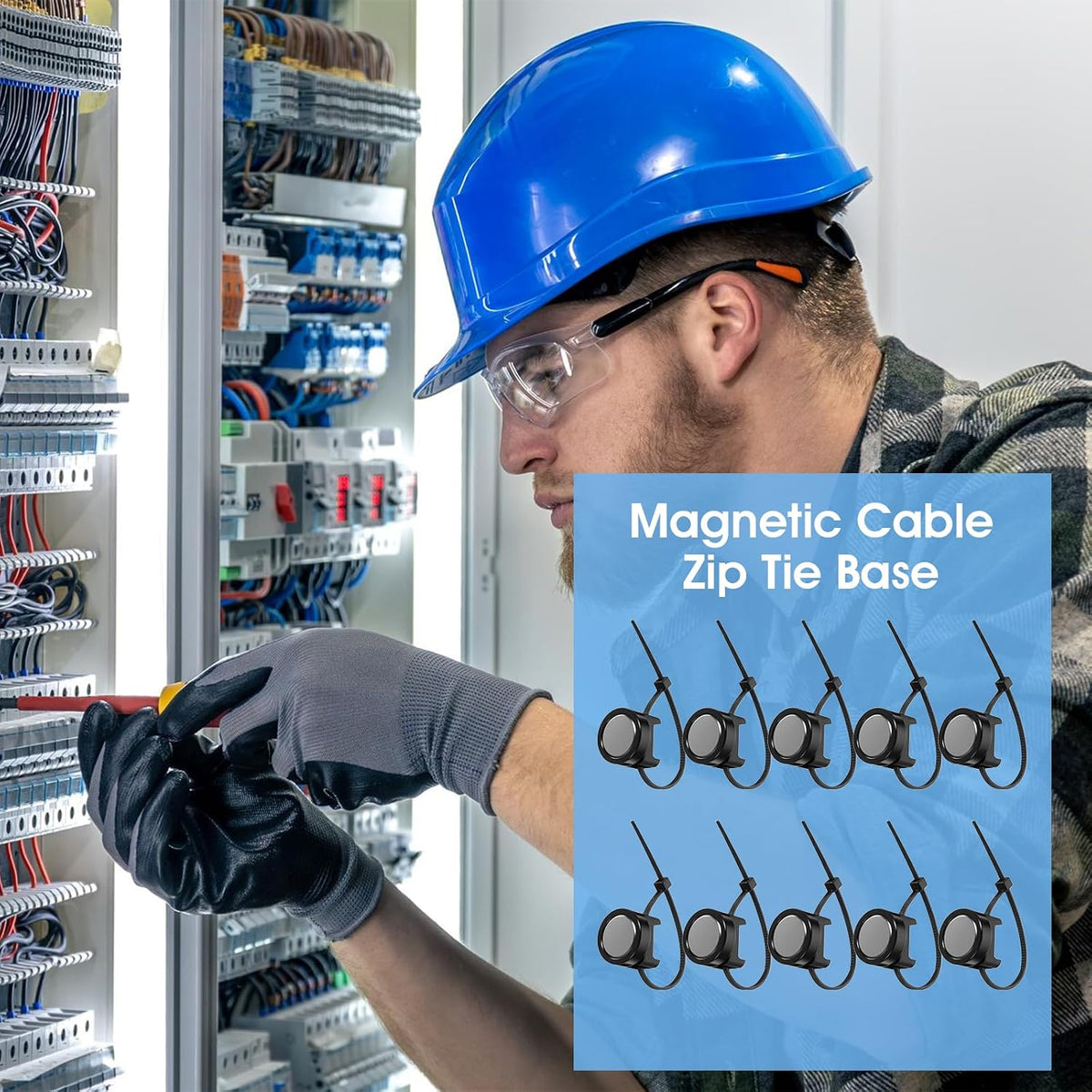 30 Pcs Magnetic Zip Tie Mounts Magnetic Cable Clips Organize and Secure Cable...