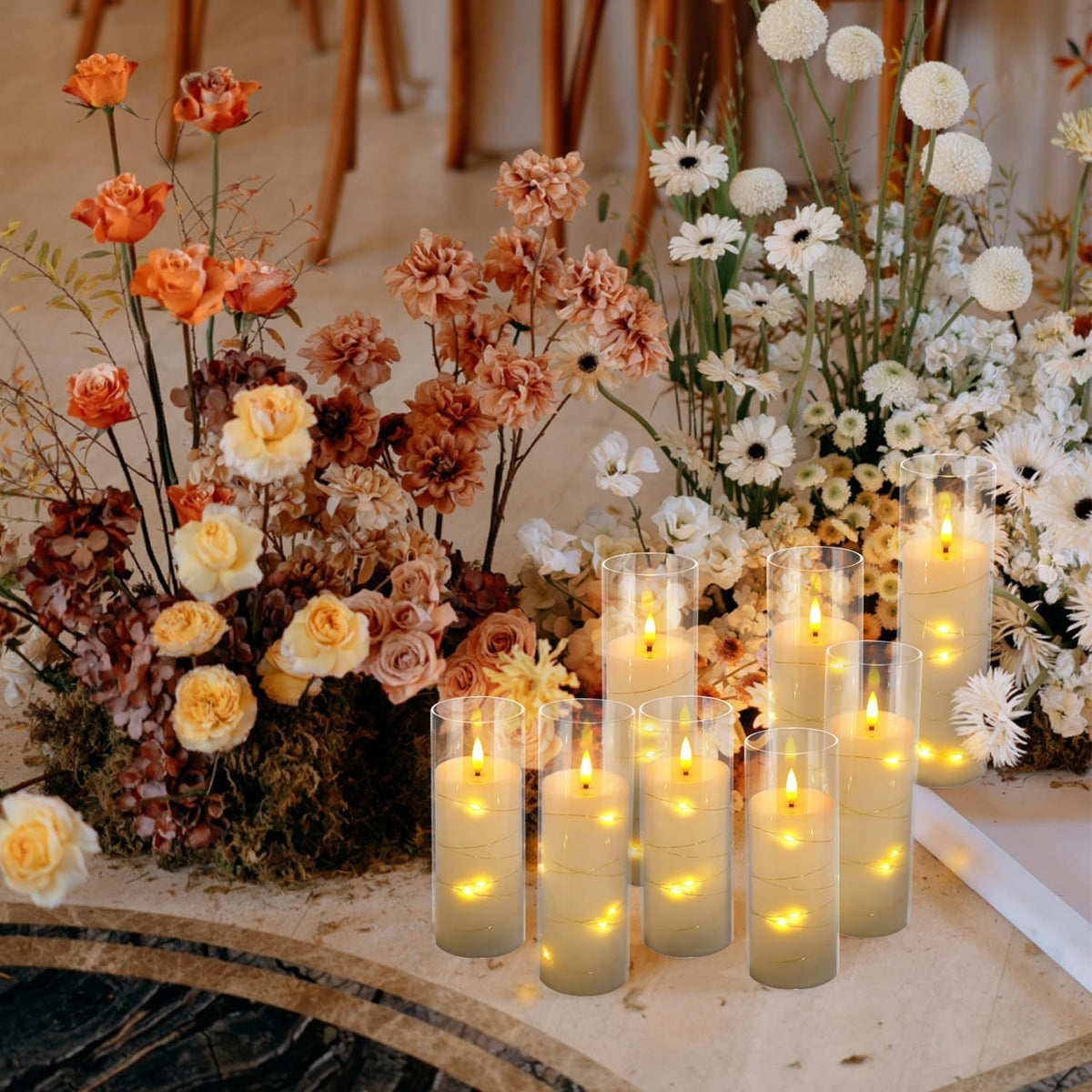YOROXRG Flickering Flameless Candles Battery Operated with Remote,Led Pillar ...