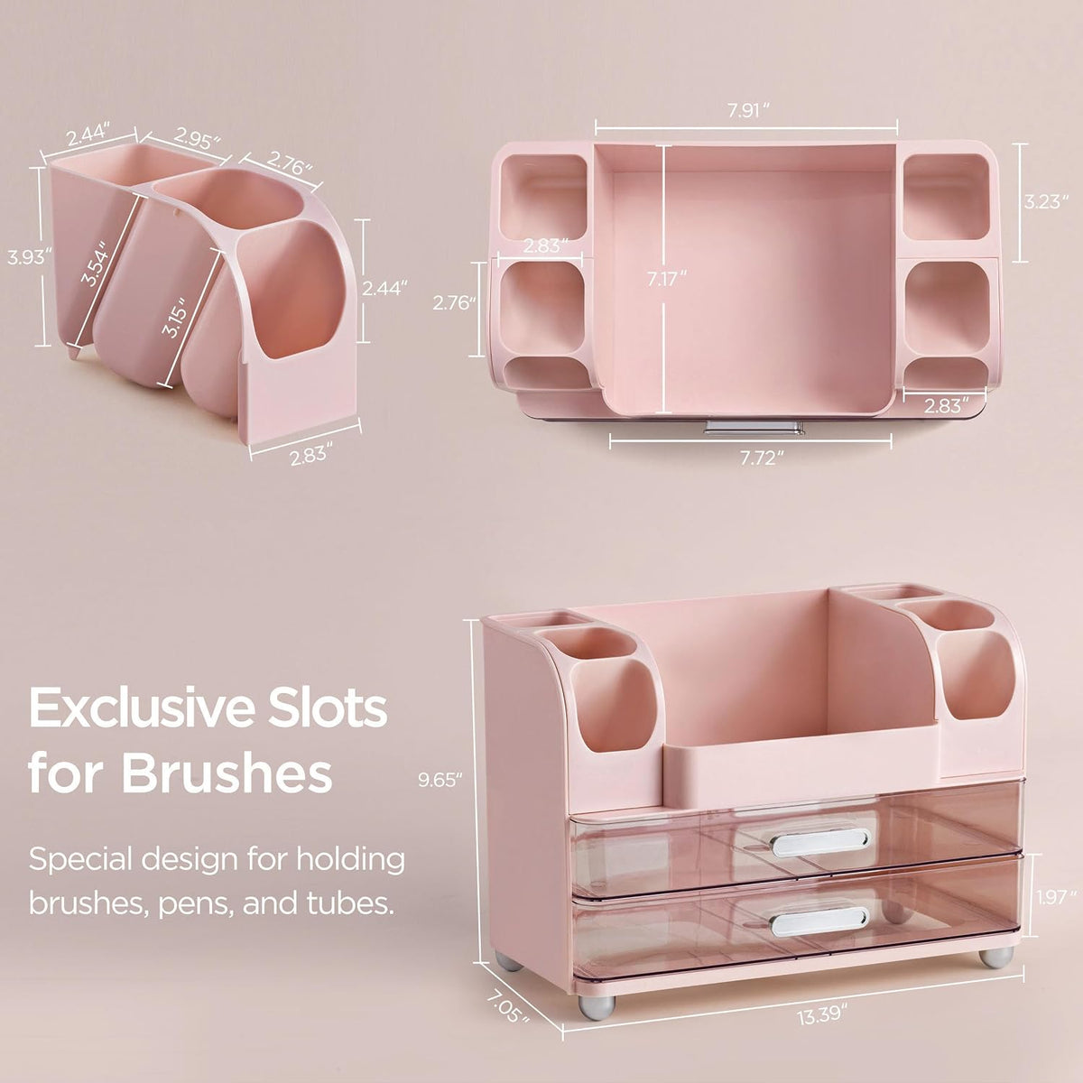 HBlife Makeup Organizer for Vanity with Brush Holder, Large Bathroom Countert...