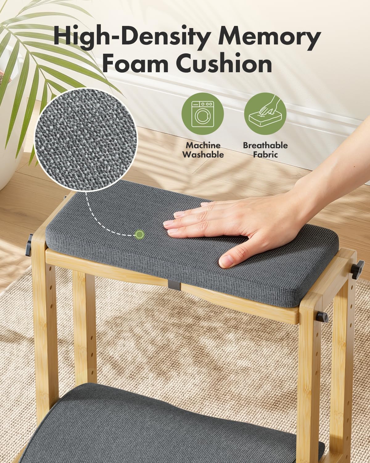 Amazer Double Step Foot Rest for Under Desk, 4 Adjustable Heights Bamboo Unde...