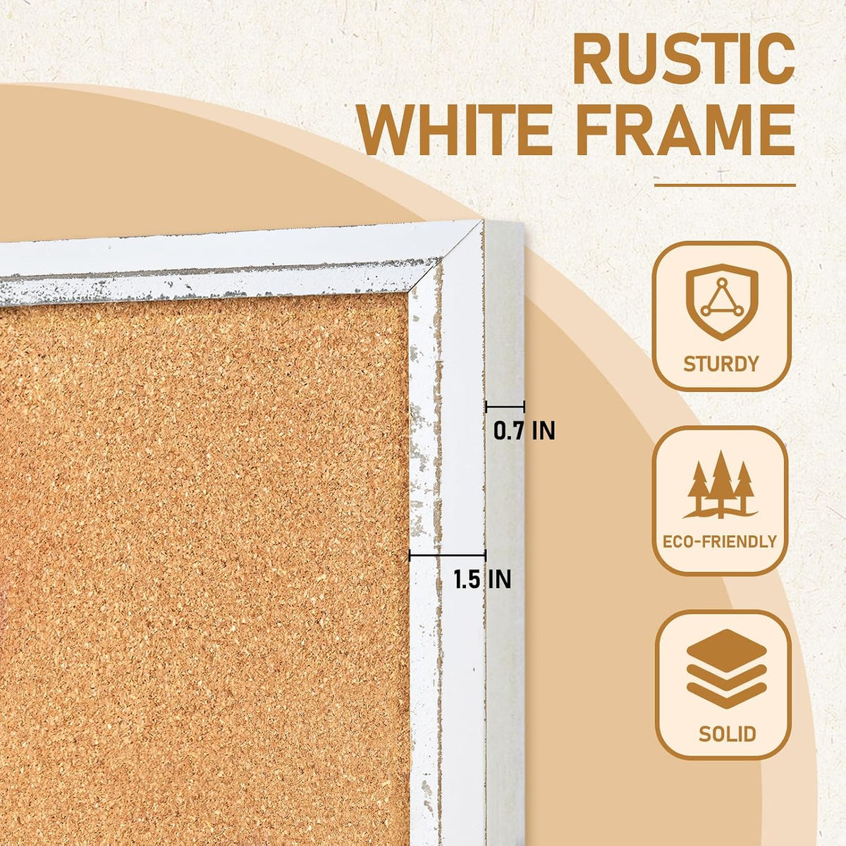 DOLLAR BOSS 36" x 24" Rustic White Cork Board