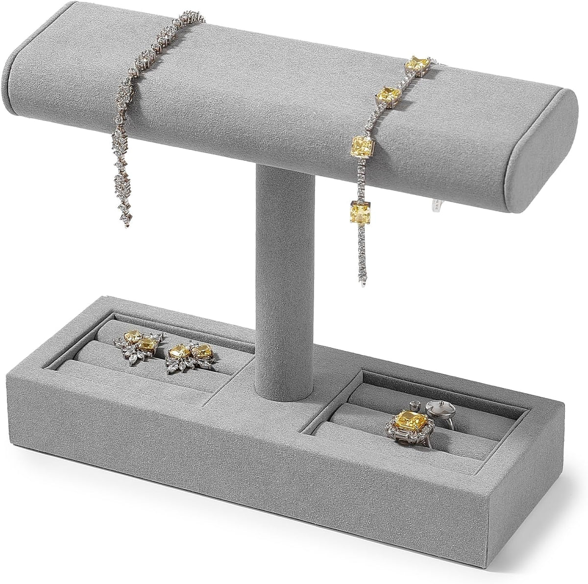 T-Bar Watch Stand, Microfiber Jewelry Organizer for Dresser Vanity