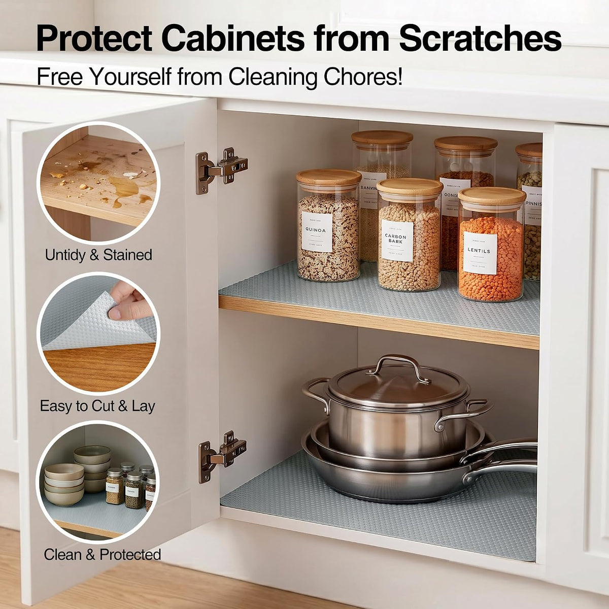 Shelf Liners for Kitchen Cabinets 16-inch: Non-Adhesive 16" W x 300" L