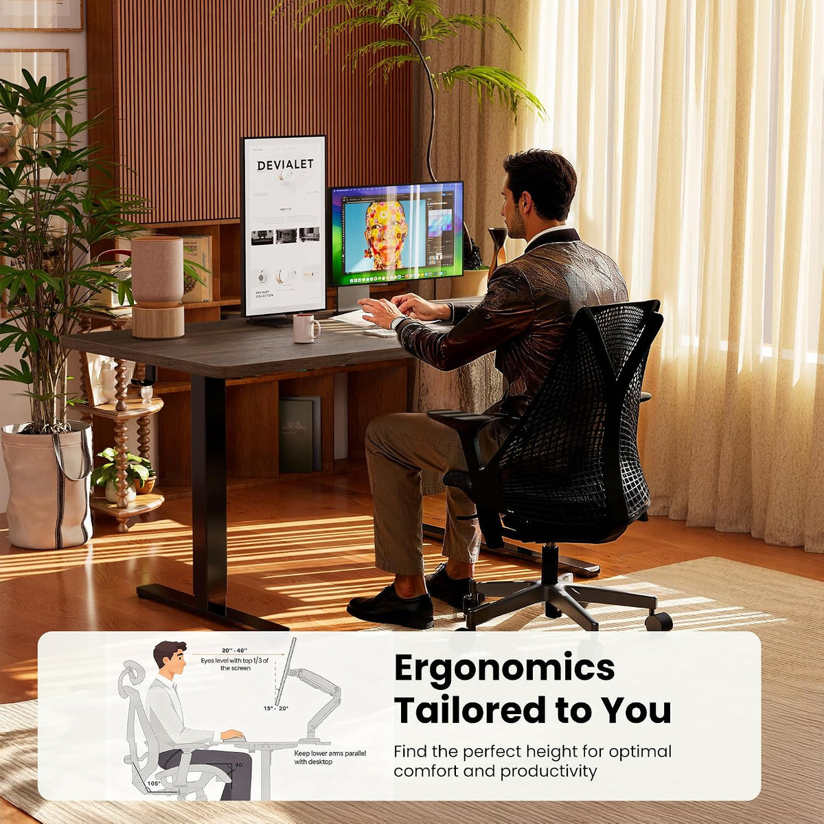 ErGear Height Adjustable Electric Standing Desk, 32 x 19 Inches Sit Stand up ...