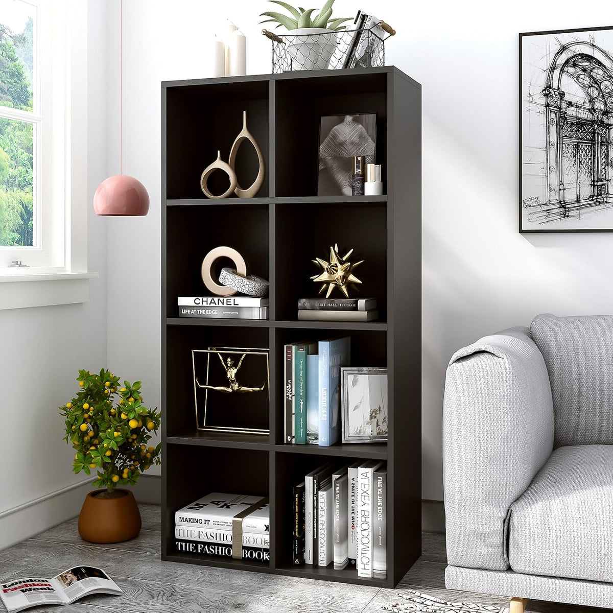 OSCHF 8-Cube Storage Shelf Bookcase, Black