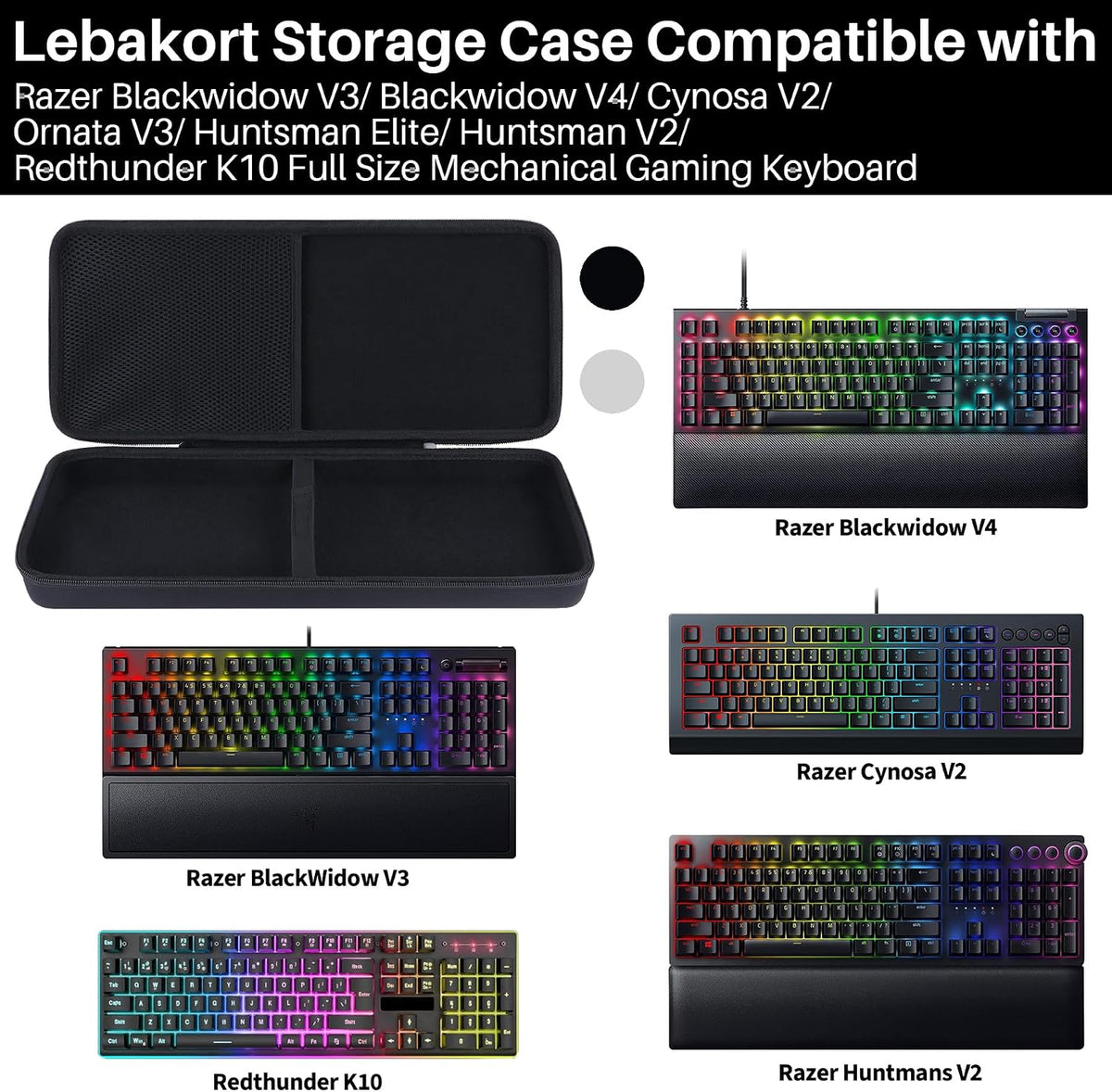 Lebakort Storage Case Compatible with Razer Blackwidow V3/ Blackwidow V4/ Cyn...