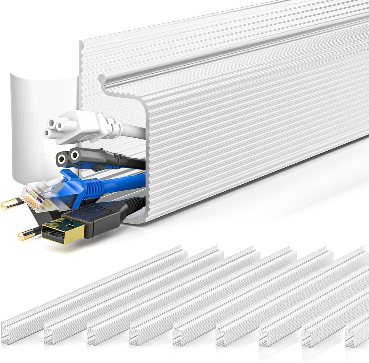 YECAYE 157in Cable Management Cord Organizer, Cable Raceway, White