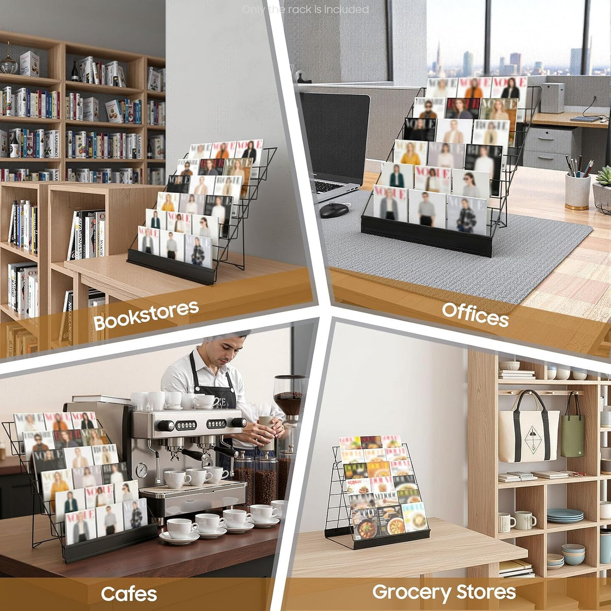 6 Tier Wire Book Display Rack Shelf, Black Book Signing Rack Tabletop Magazin...