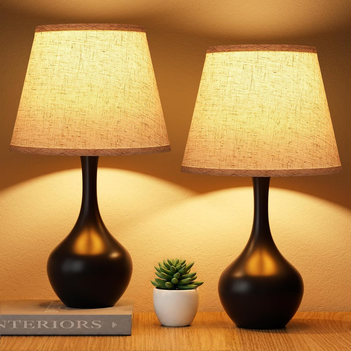 16.1" Touch Table Lamp for Nightstand, Dimmable Small Bedroom Lamp Set of 2