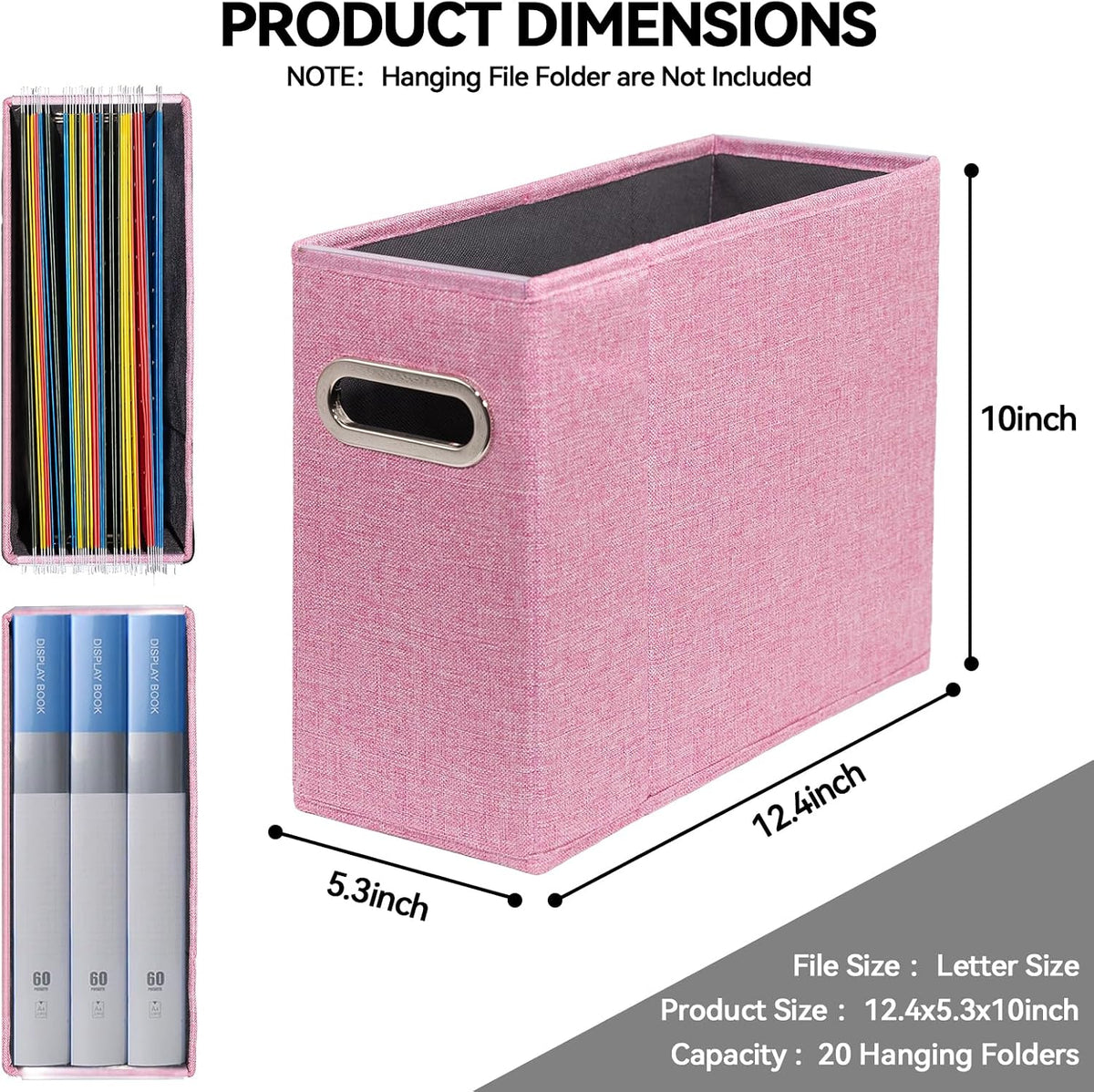4 Packs Letter Size File Organizer, File Folders Organizer, Fabric Storage Bo...