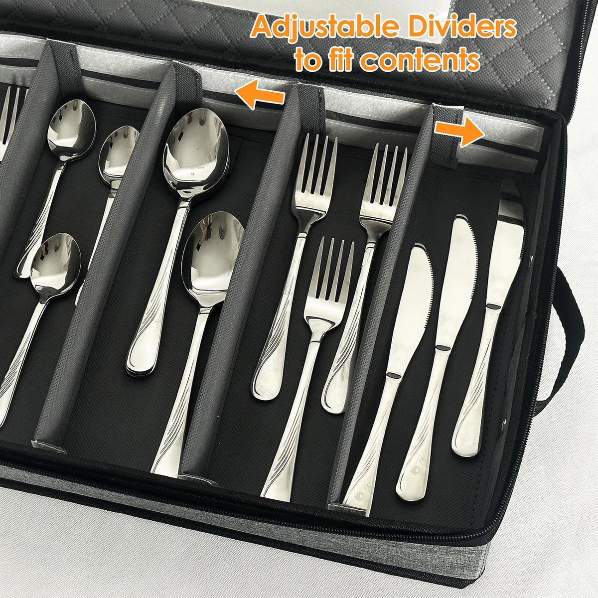 Silverware & Flatware Storage Organizer with Lid, 2 Pack Gray