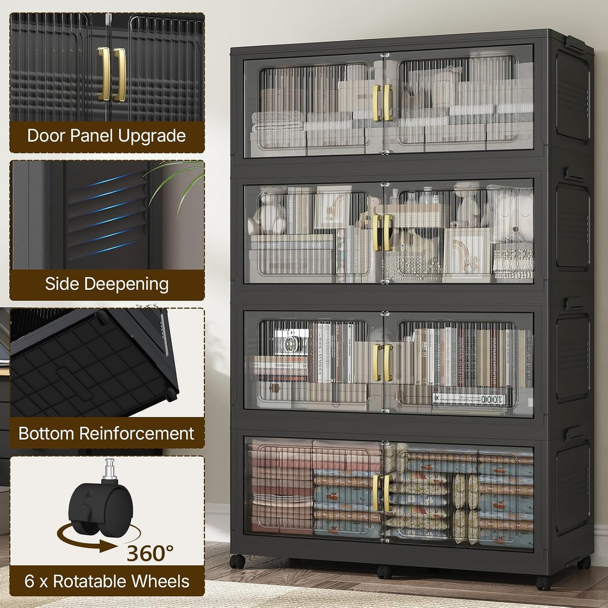 210Gal Extra Large Stackable Storage Bins with Lid, 840QT Foldable Collapsibl...